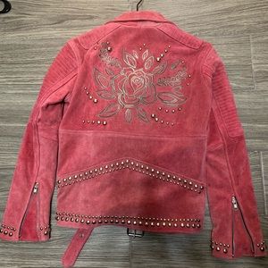 Understated Studded embroidered suede jacket